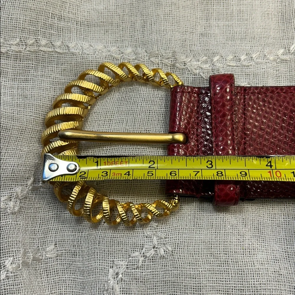 Cipriani lizard leather wide belt with spiral twist buckle